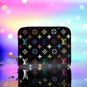 🆕💗LOUIS VUITTON Murakami Black Multicolor Monogram Zippy Coin Purse Gold-Tone HW